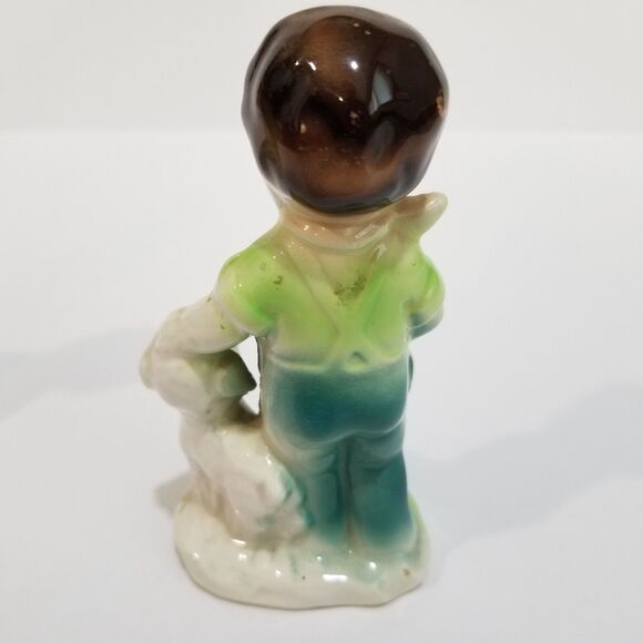 Vintage Fine Porcelain Japan Boy w/Lamb & Little Girl w/Cat 4.5'H Figurines - Picture 4 of 6